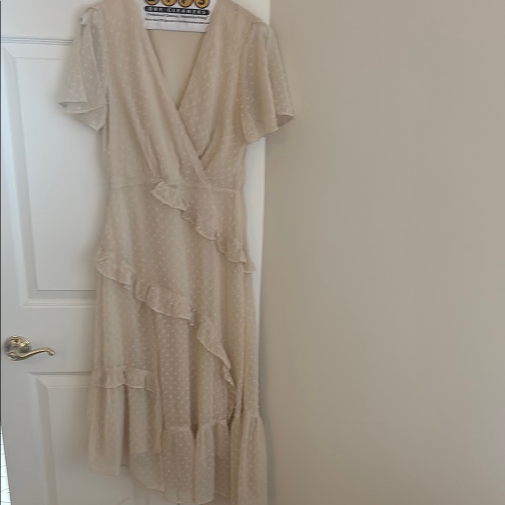 Elegant Cream Wrap Dress